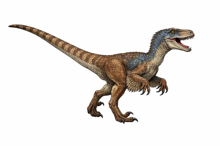 Velociraptor pequeño dinosaurio carnívoro con plumas